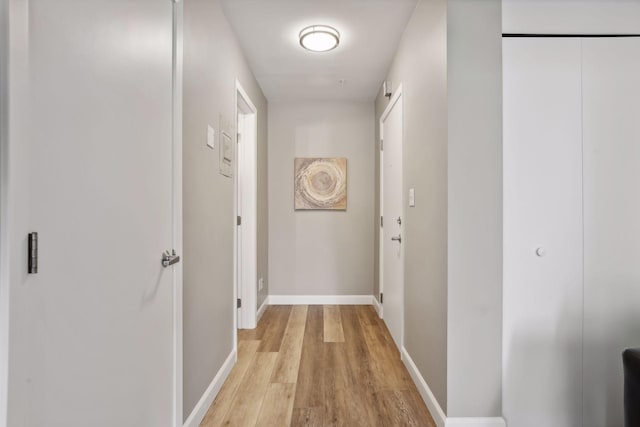 hall with light wood-type flooring