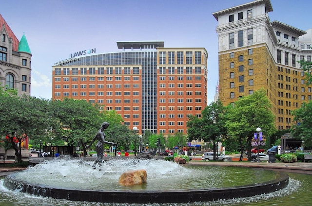 view of building exterior featuring a water view