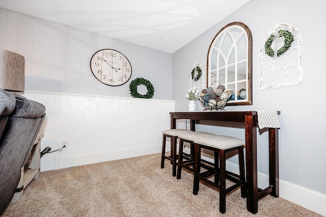 view of carpeted dining room