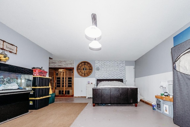 bedroom with concrete flooring