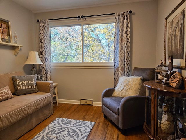 sitting room featuring hardwood / wood-style floors