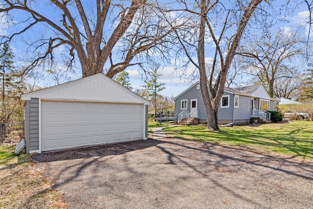 view of detached garage