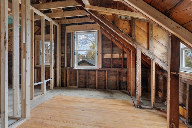 view of unfinished attic