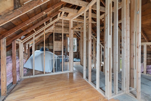 view of unfinished attic