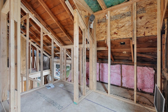 miscellaneous room featuring vaulted ceiling