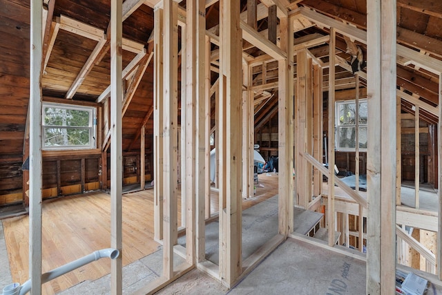 miscellaneous room with vaulted ceiling