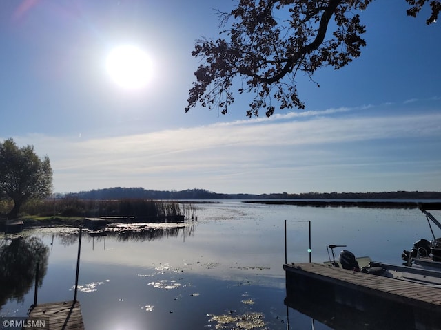 view of dock featuring a water view