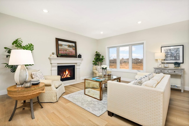 living room featuring light hardwood / wood-style flooring