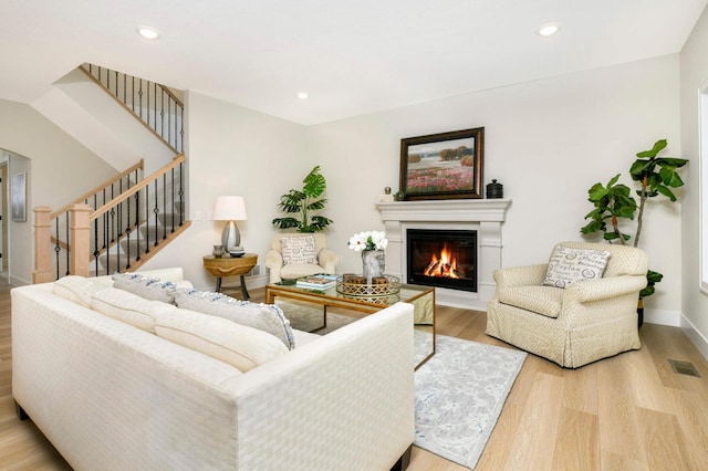 living room featuring light hardwood / wood-style flooring