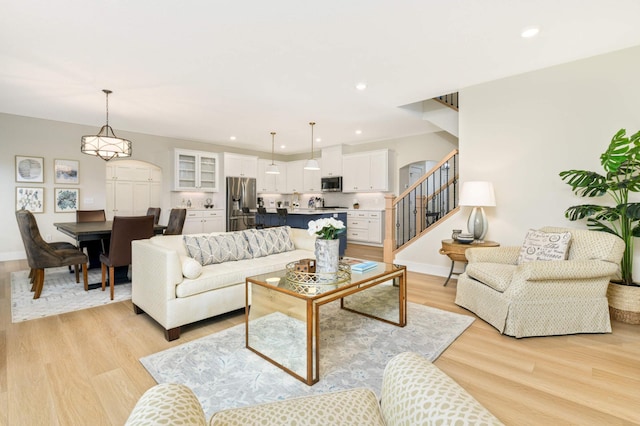 living room featuring light hardwood / wood-style floors