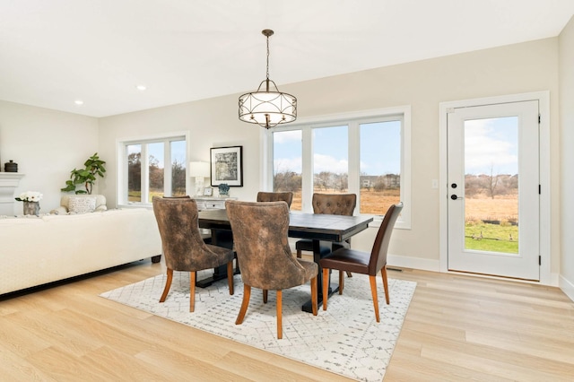 dining area featuring light hardwood / wood-style flooring