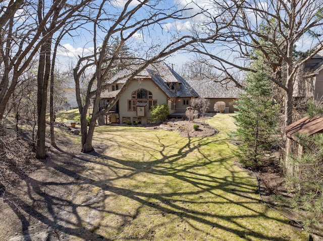 view of yard with a wooden deck