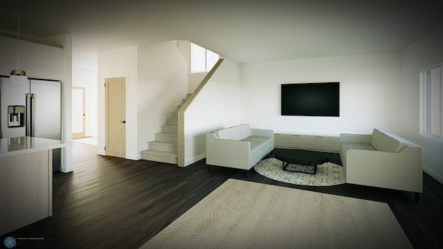 living room featuring dark hardwood / wood-style floors