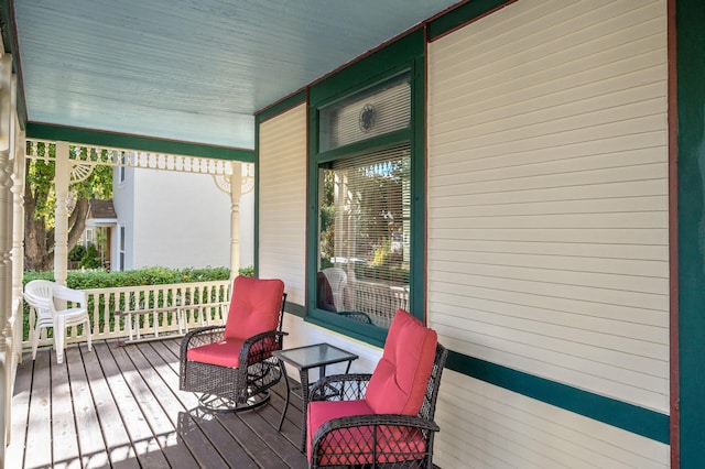 wooden deck with covered porch