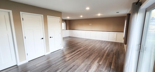 empty room featuring dark hardwood / wood-style floors