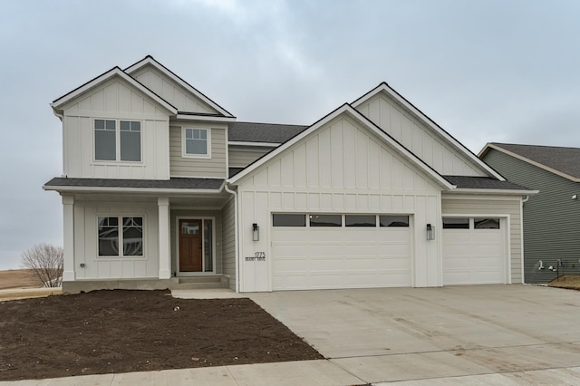 craftsman inspired home with a garage