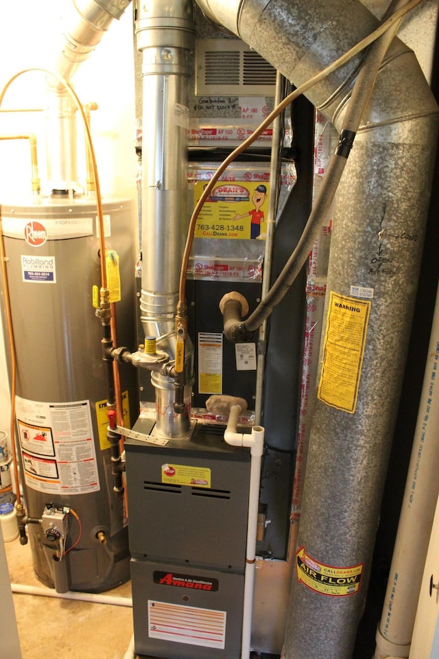 utility room with water heater