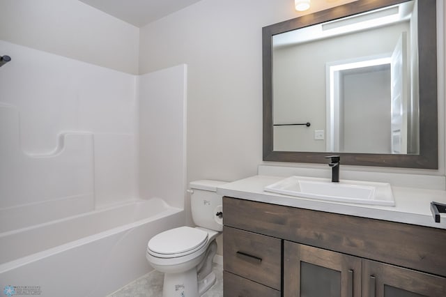 full bathroom featuring vanity, toilet, shower / tub combination, and tile patterned flooring