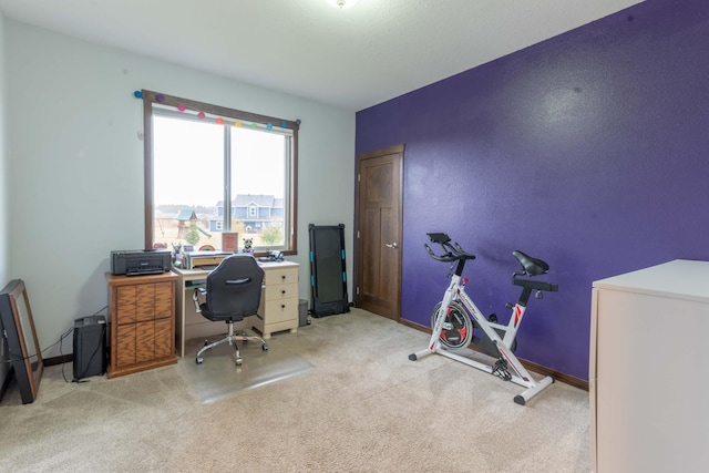 view of carpeted home office