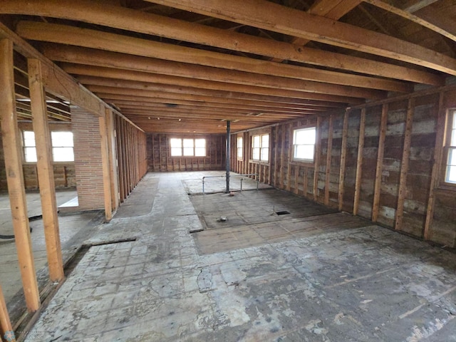 view of unfinished attic