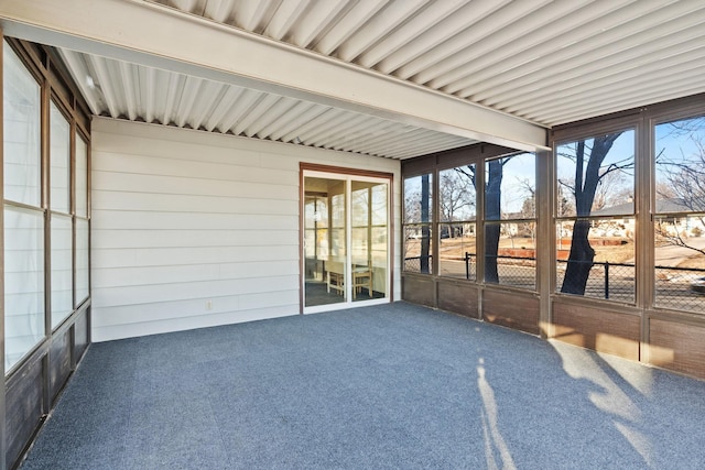 view of unfurnished sunroom