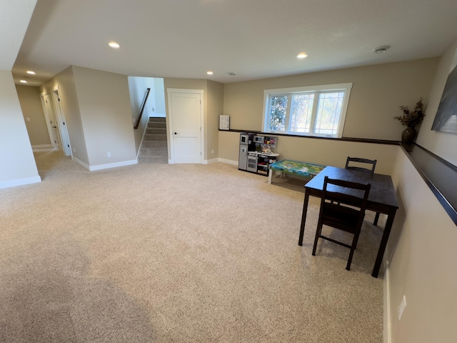 playroom with light carpet