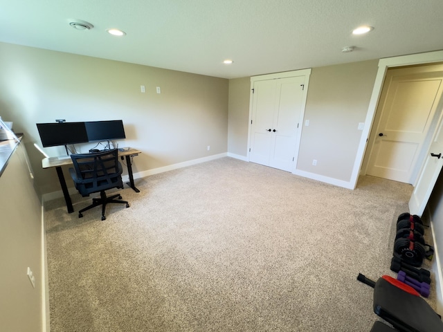 office area featuring carpet floors