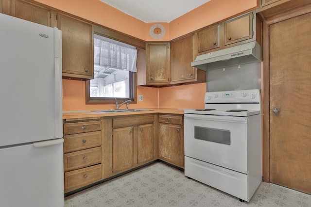 kitchen with white appliances and sink