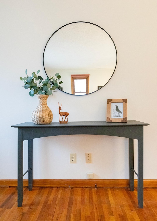 details with hardwood / wood-style flooring