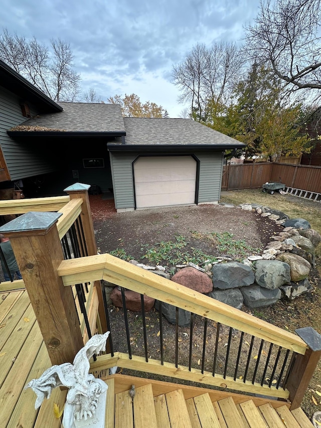 exterior space with a garage