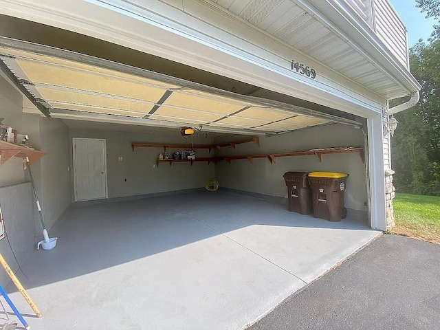 garage with a garage door opener