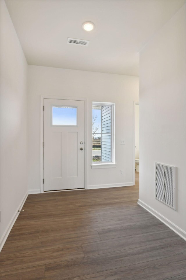 foyer entrance with dark wood-type flooring