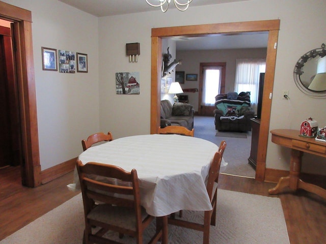 dining area with dark wood-type flooring