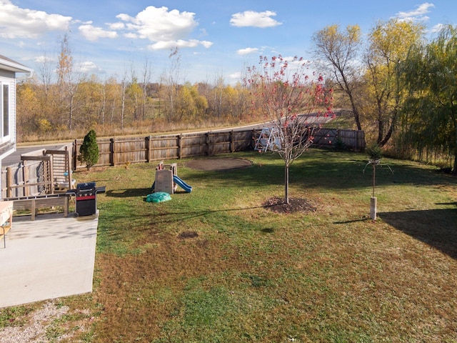 view of yard with a fenced backyard