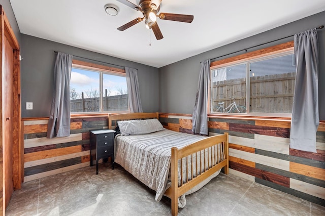 bedroom featuring a ceiling fan