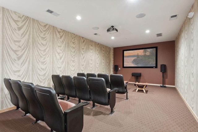 view of carpeted home theater