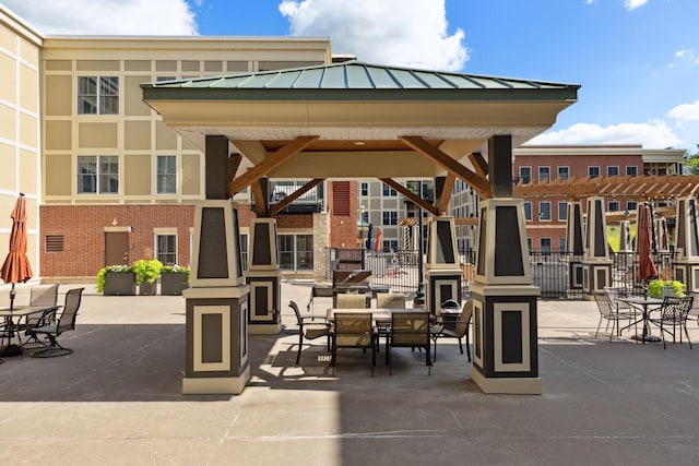 view of patio / terrace featuring a gazebo