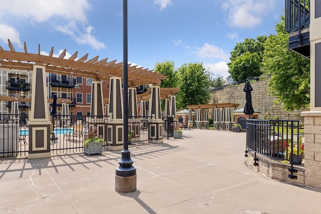 view of patio / terrace featuring a pergola