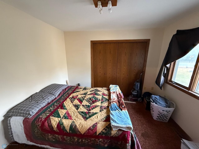 bedroom with a closet and carpet flooring