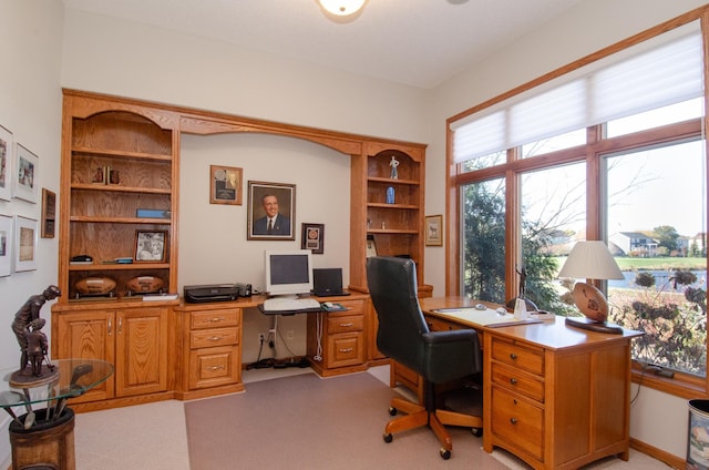 office space with light carpet