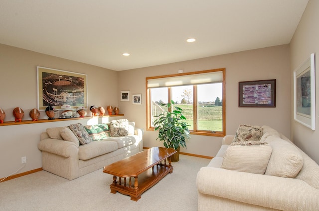 living room featuring carpet flooring