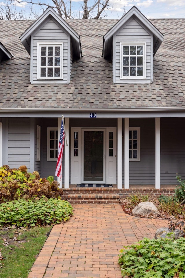 property entrance with a porch