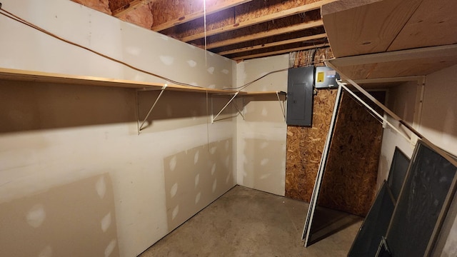 basement with electric panel