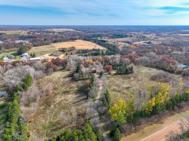 aerial view featuring a rural view