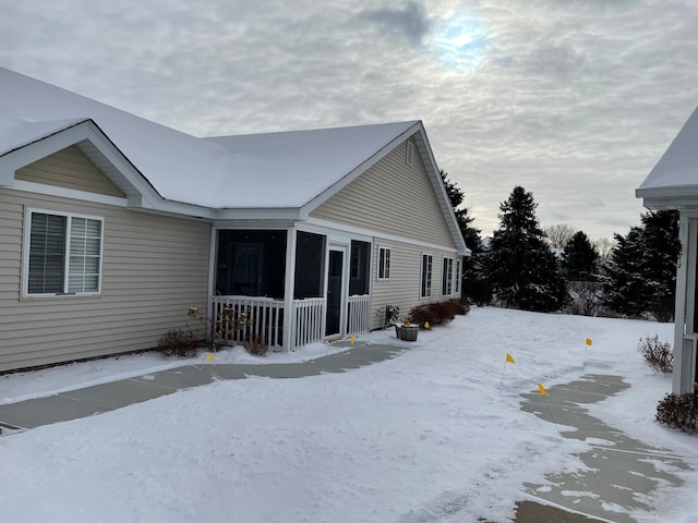 view of snow covered exterior