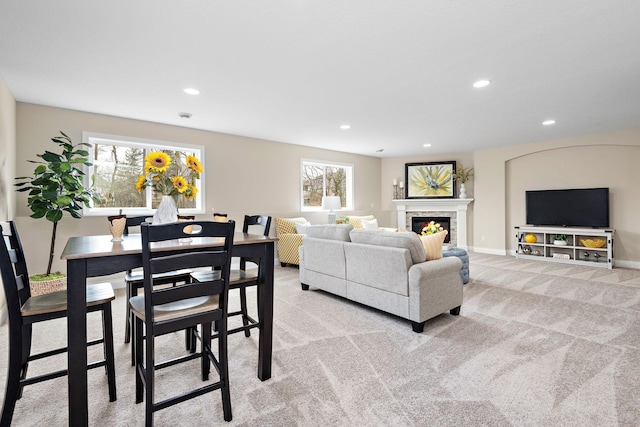 carpeted living room with a healthy amount of sunlight