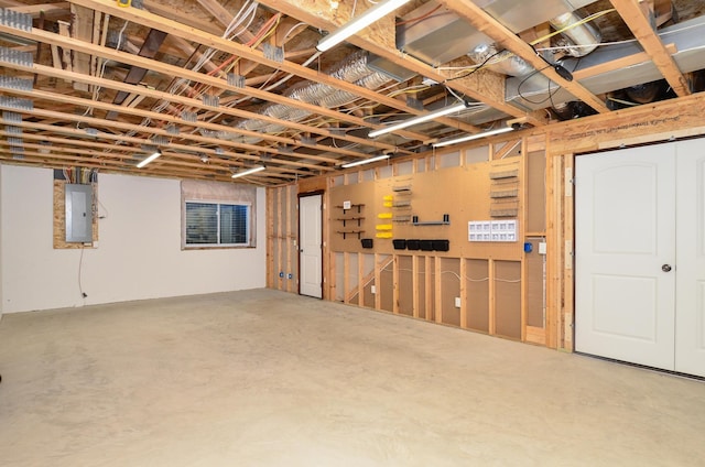 basement with electric panel