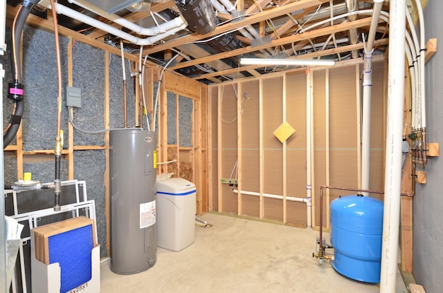 basement with water heater