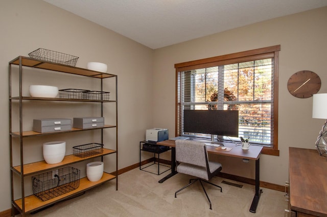 view of carpeted office space