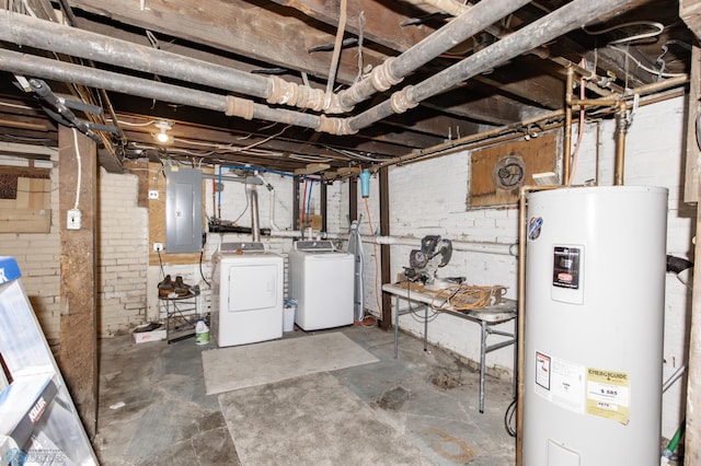 807 4th St S, Moorhead, MN 56560 - unfinished below grade area with water heater, washing machine and dryer, and electric panel